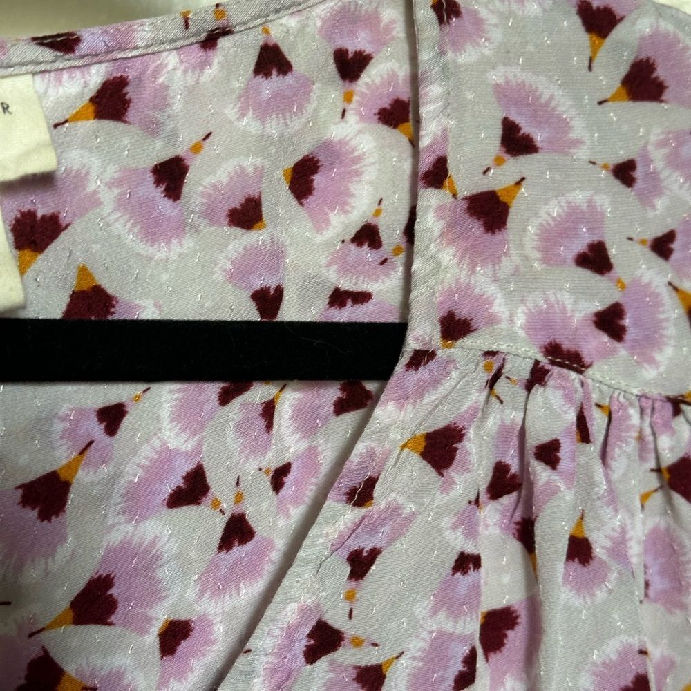 H&M Flowy Blouse Top Printed Swing Top Women's size 2 Pink Purple - Picture 3 of 4